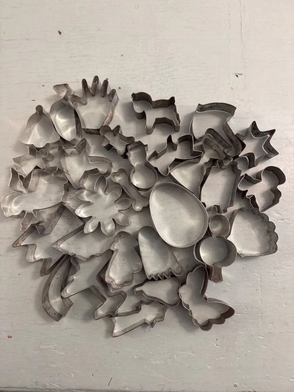 Large Lot Of 28 Metal Cookie Cutters Assorted Shapes and Sizes Baking Supplies